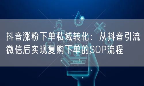 抖音涨粉下单私域转化：从抖音引流微信后实现复购下单的SOP流程