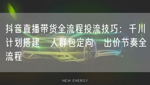 抖音直播带货全流程投流技巧：千川计划搭建→人群包定向→出价节奏全流程