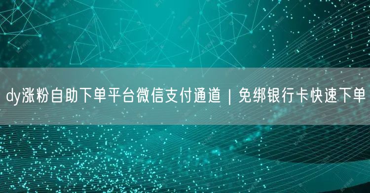 dy涨粉自助下单平台微信支付通道｜免绑银行卡快速下单