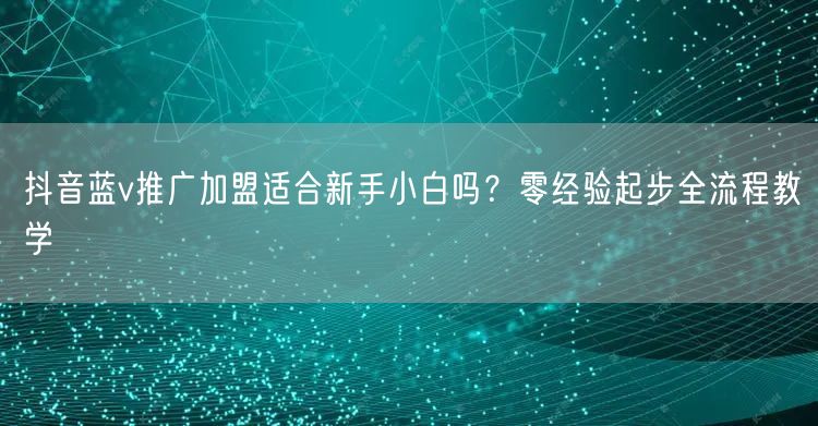 抖音蓝v推广加盟适合新手小白吗？零经验起步全流程教学
